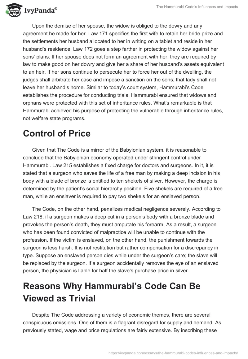The Hammurabi Code's Influences and Impacts. Page 4