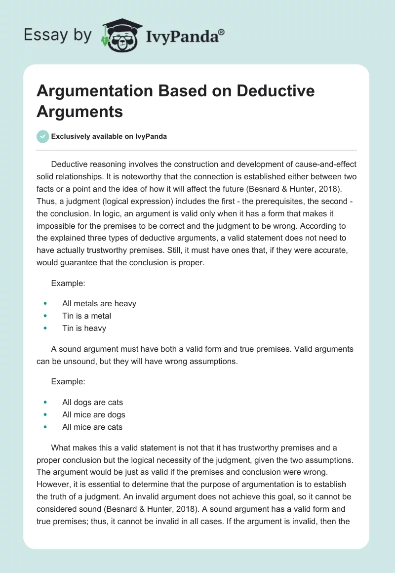 Argumentation Based on Deductive Arguments. Page 1