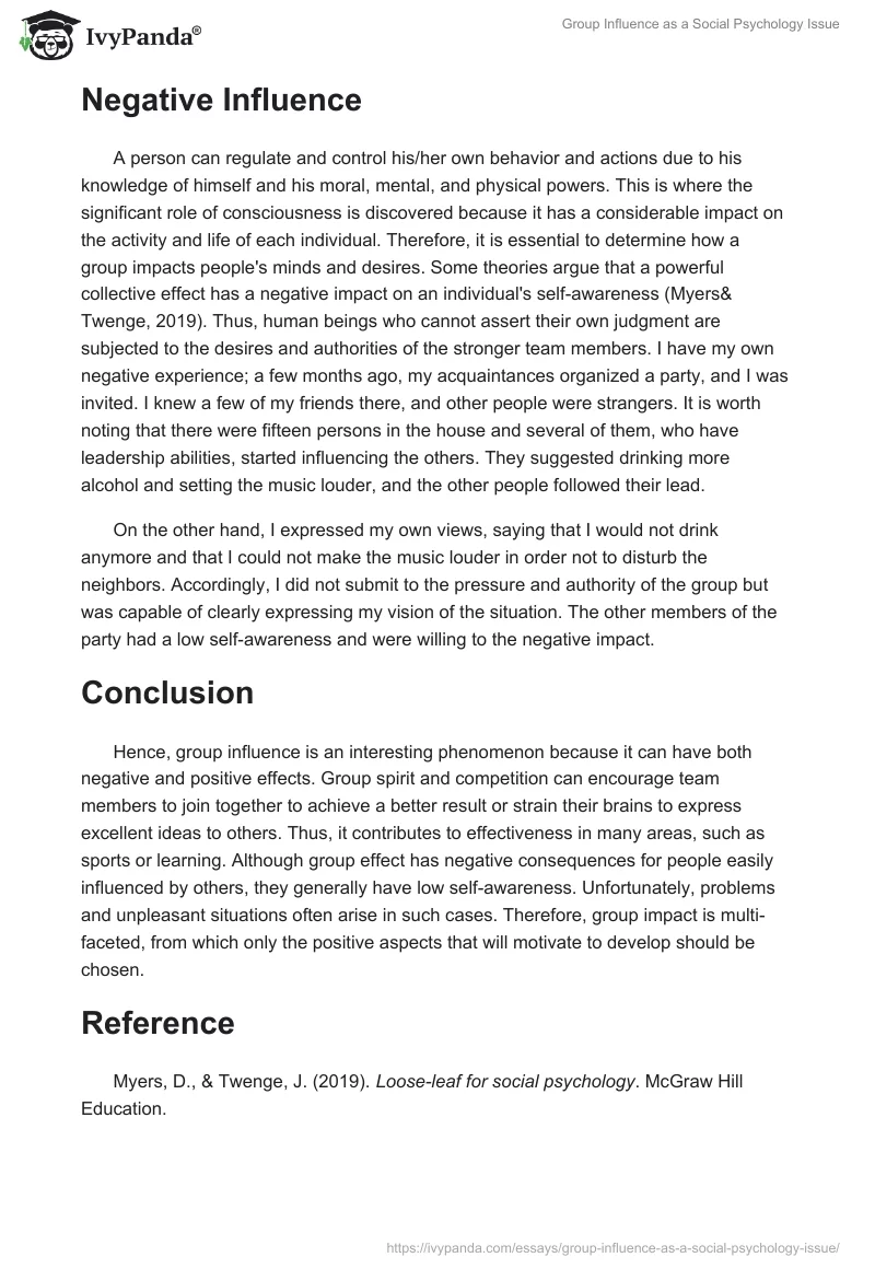 Group Influence as a Social Psychology Issue. Page 2