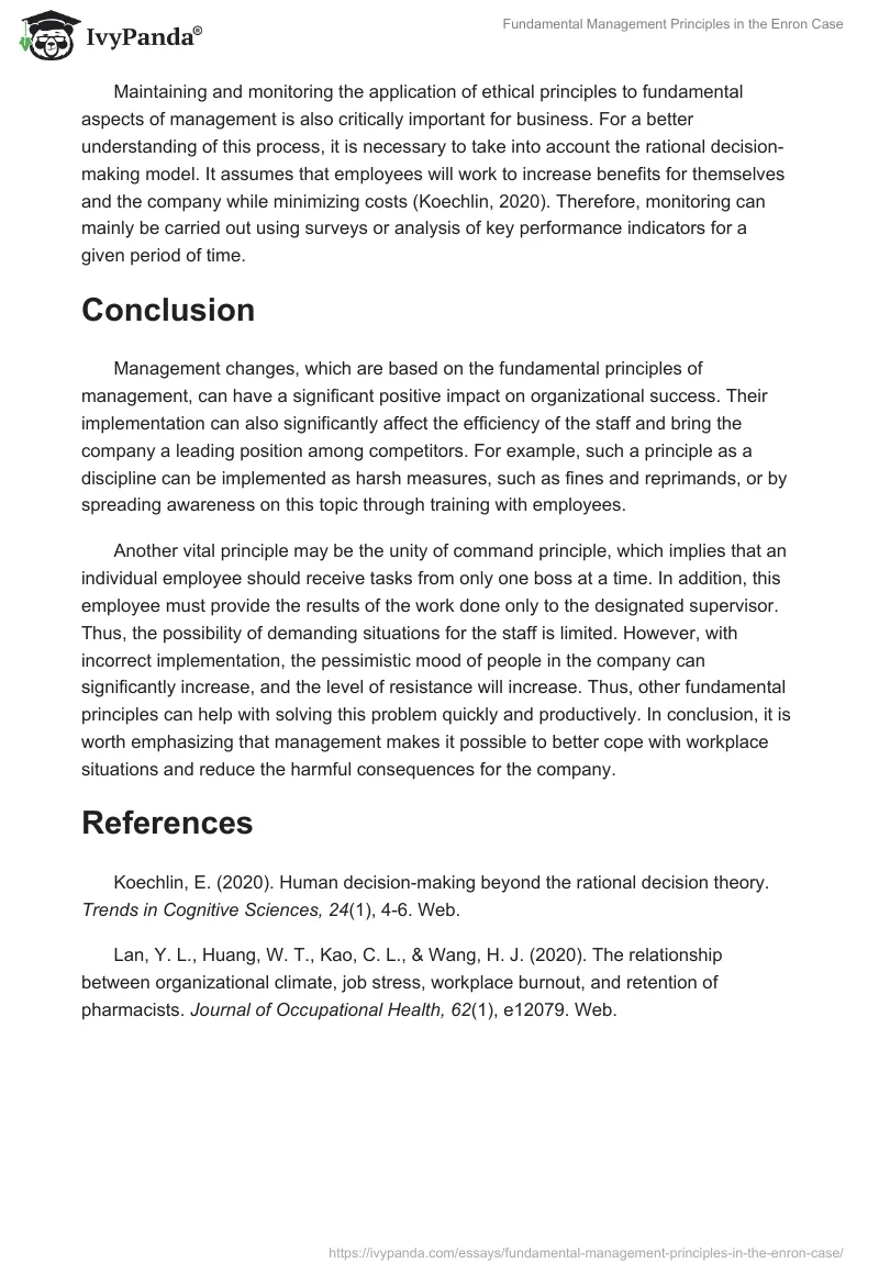 Fundamental Management Principles in the Enron Case. Page 2