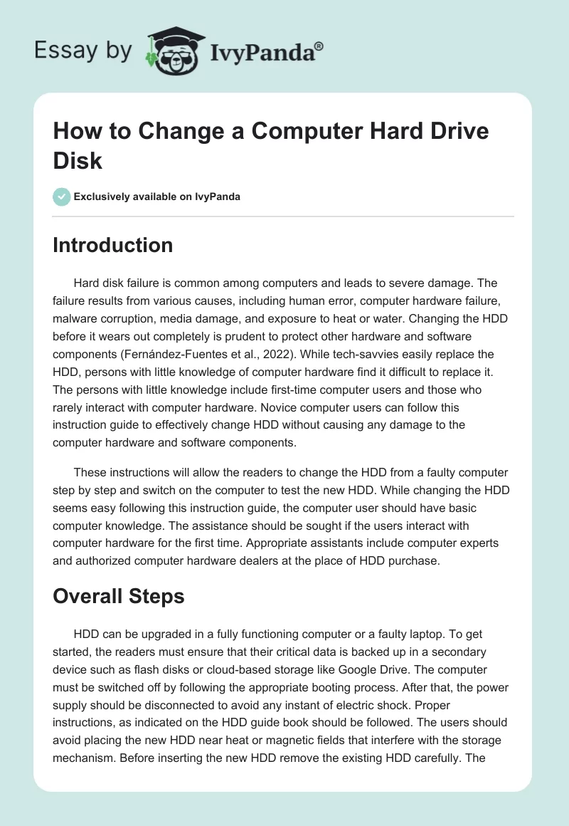 How to Change a Computer Hard Drive Disk. Page 1