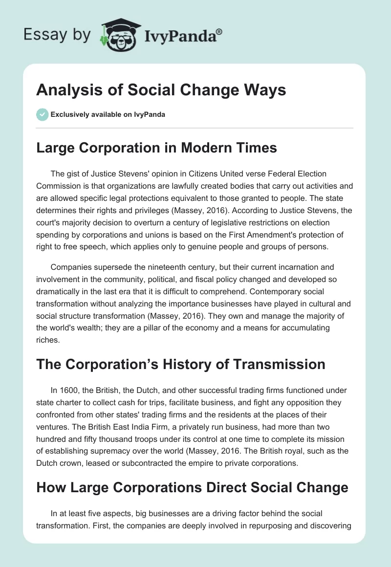 Analysis of Social Change Ways. Page 1