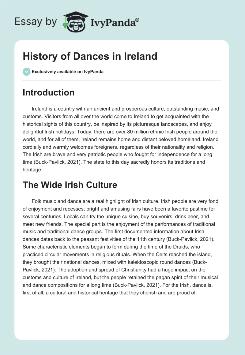 History of Dances in Ireland. Page 1