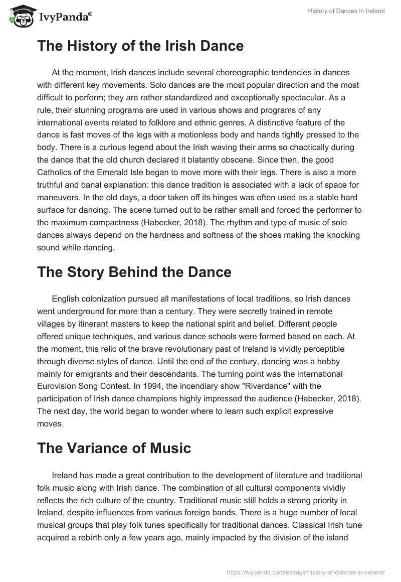 History of Dances in Ireland. Page 2