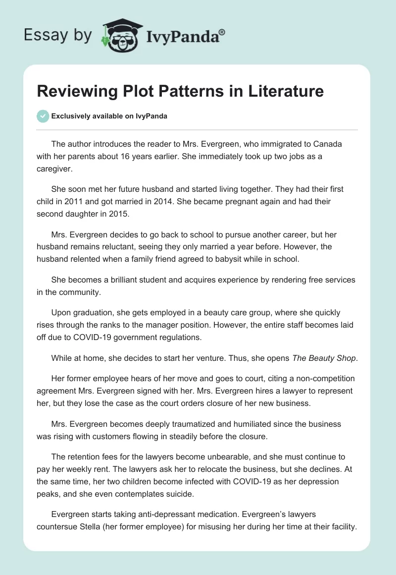 Reviewing Plot Patterns in Literature. Page 1