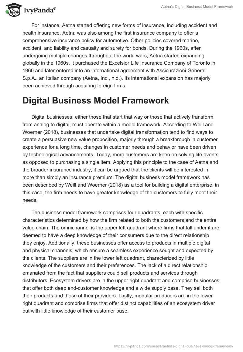 Aetna’s Digital Business Model Framework. Page 2