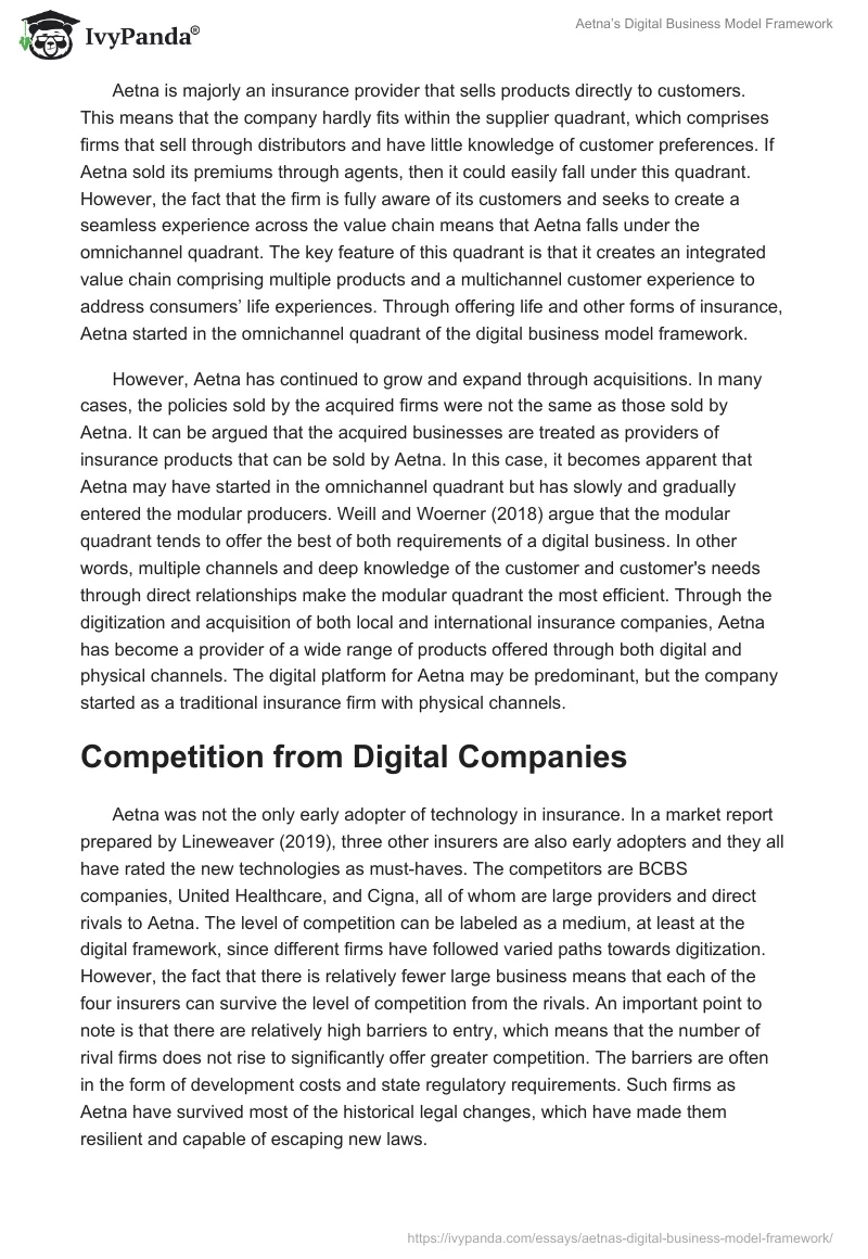 Aetna’s Digital Business Model Framework. Page 3
