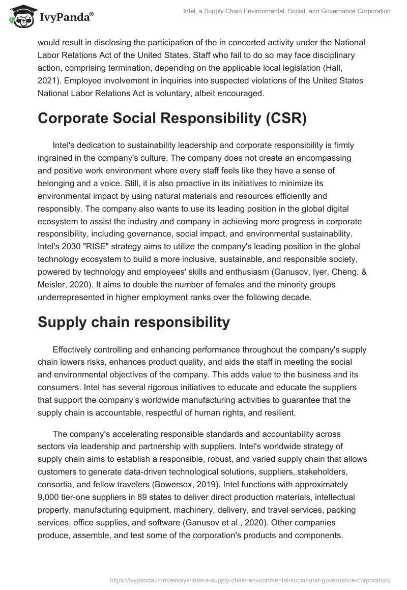 Intel, a Supply Chain Environmental, Social, and Governance Corporation. Page 2