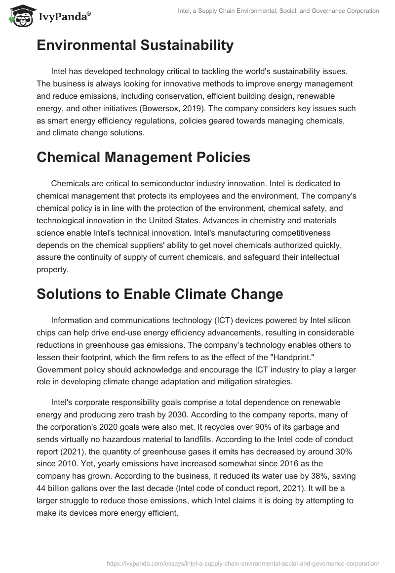 Intel, a Supply Chain Environmental, Social, and Governance Corporation. Page 3
