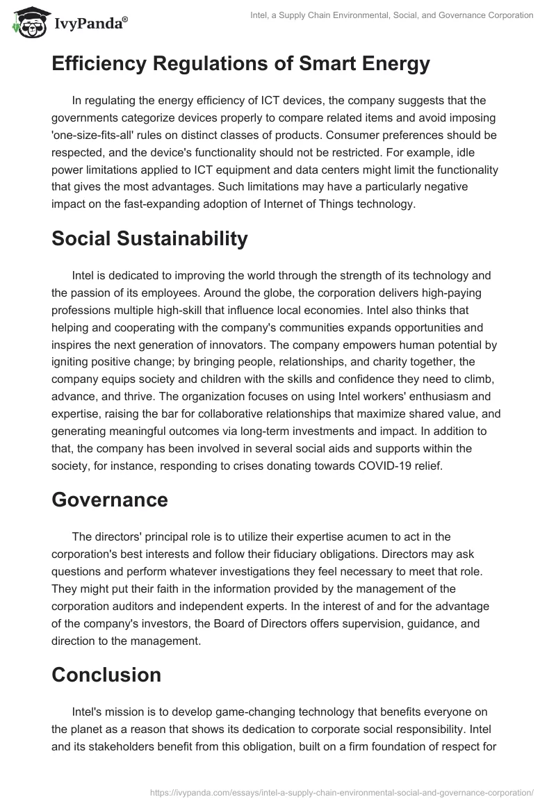 Intel, a Supply Chain Environmental, Social, and Governance Corporation. Page 4