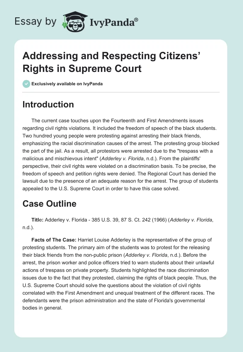 Addressing and Respecting Citizens’ Rights in Supreme Court. Page 1