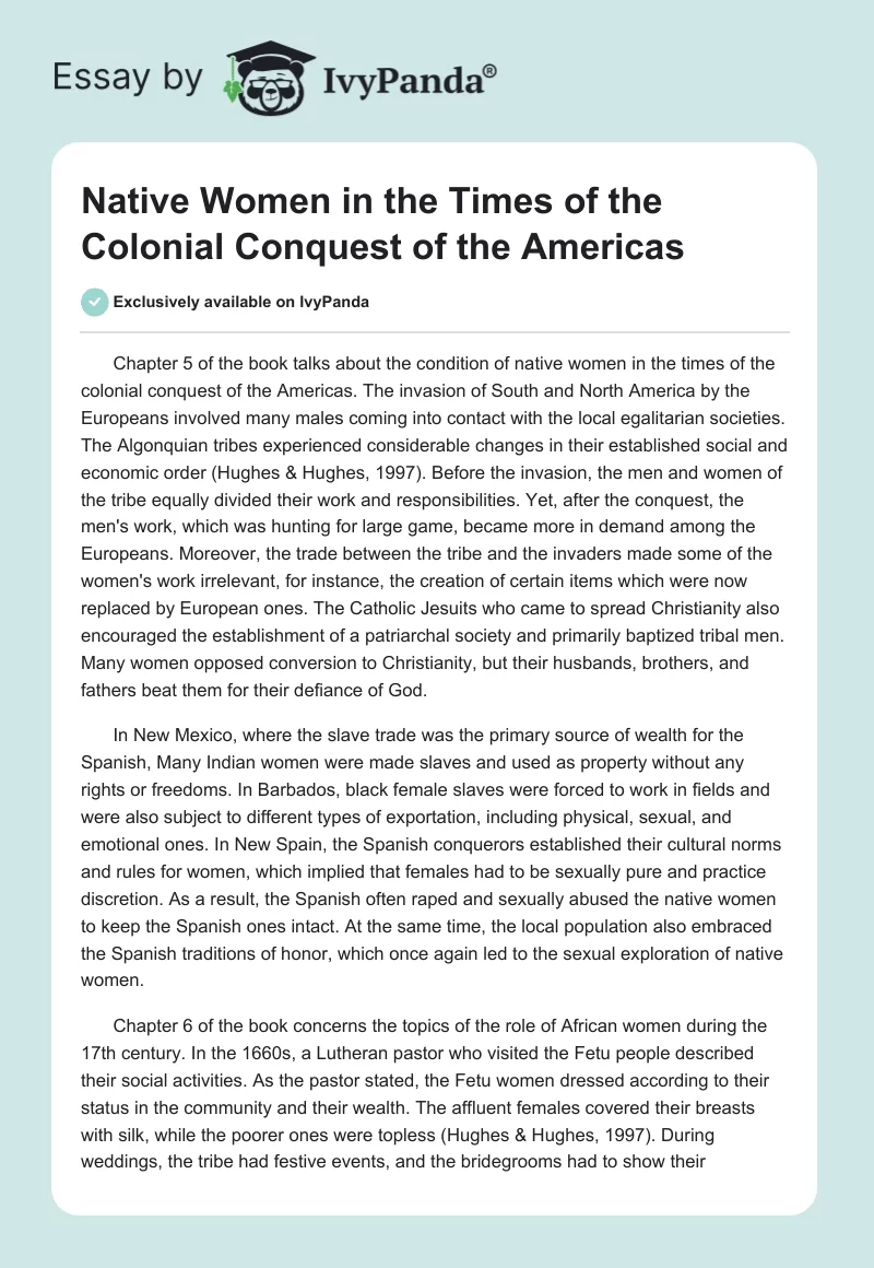 Native Women in the Times of the Colonial Conquest of the Americas. Page 1