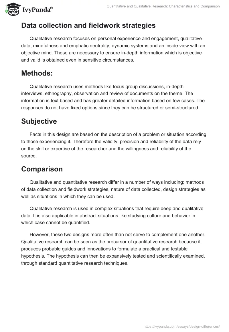 Quantitative and Qualitative Research: Characteristics and Comparison. Page 3