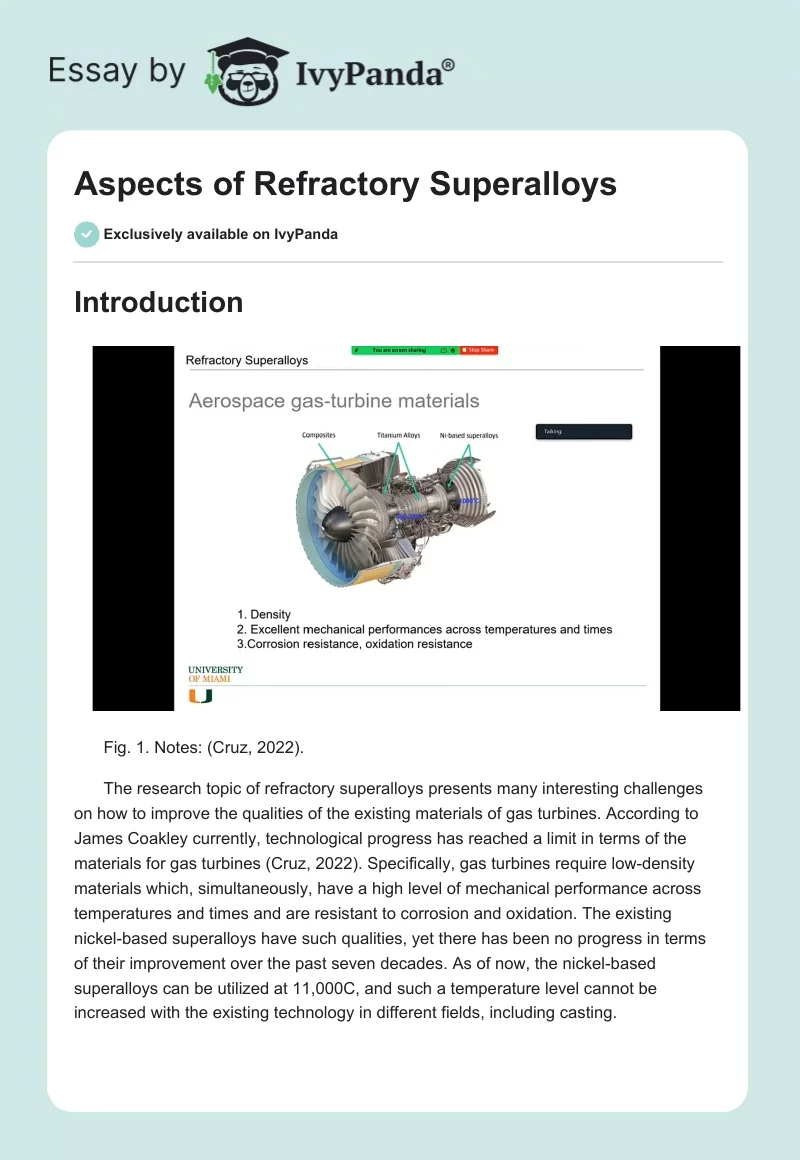 Aspects of Refractory Superalloys. Page 1