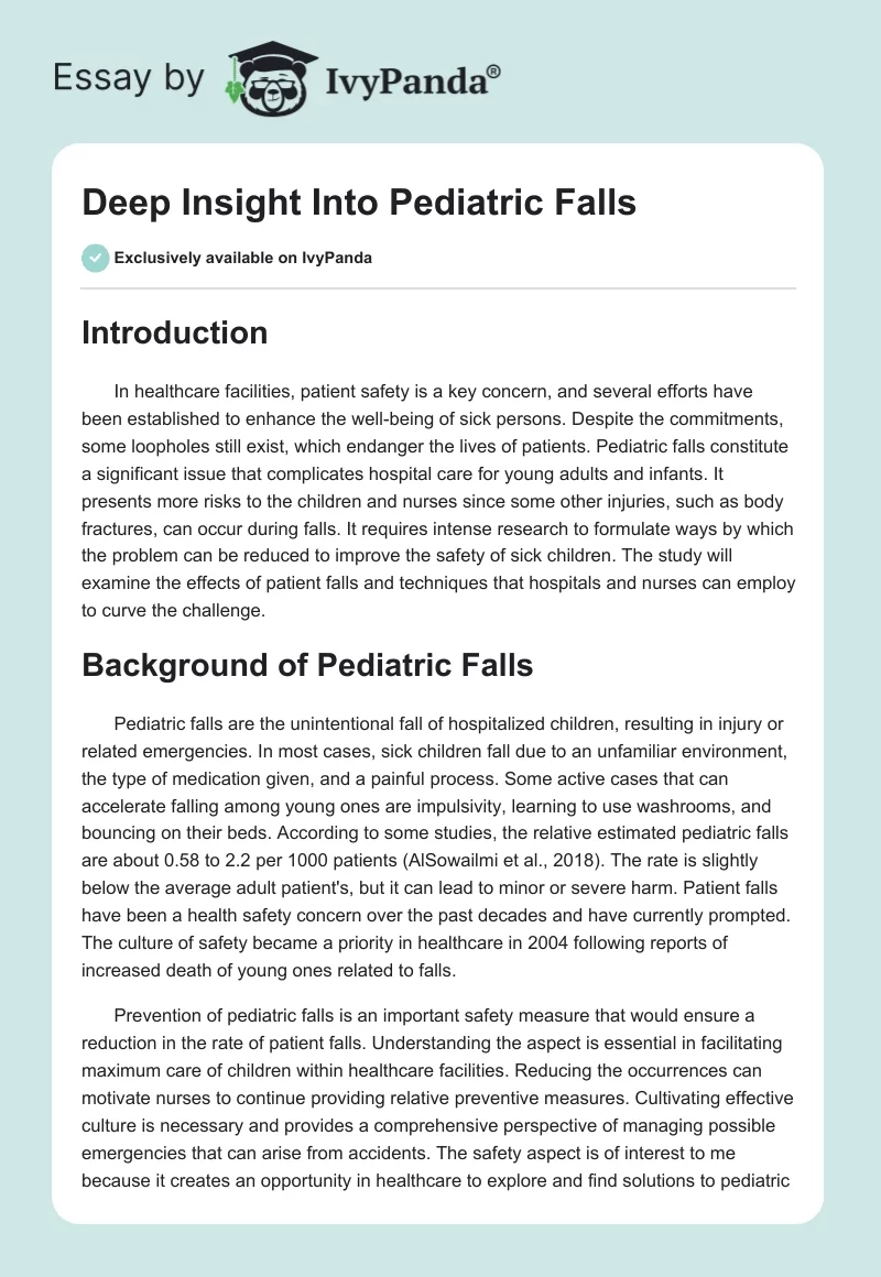 Deep Insight Into Pediatric Falls. Page 1