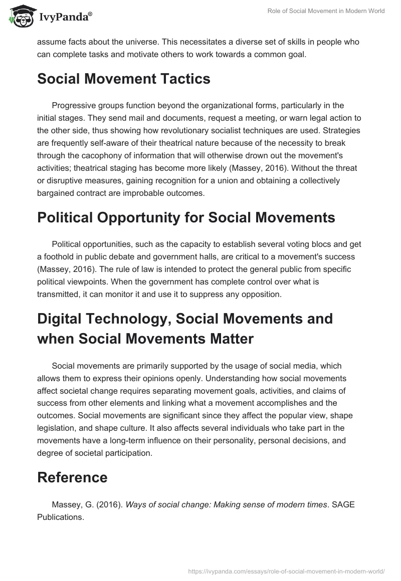 Role of Social Movement in Modern World. Page 2