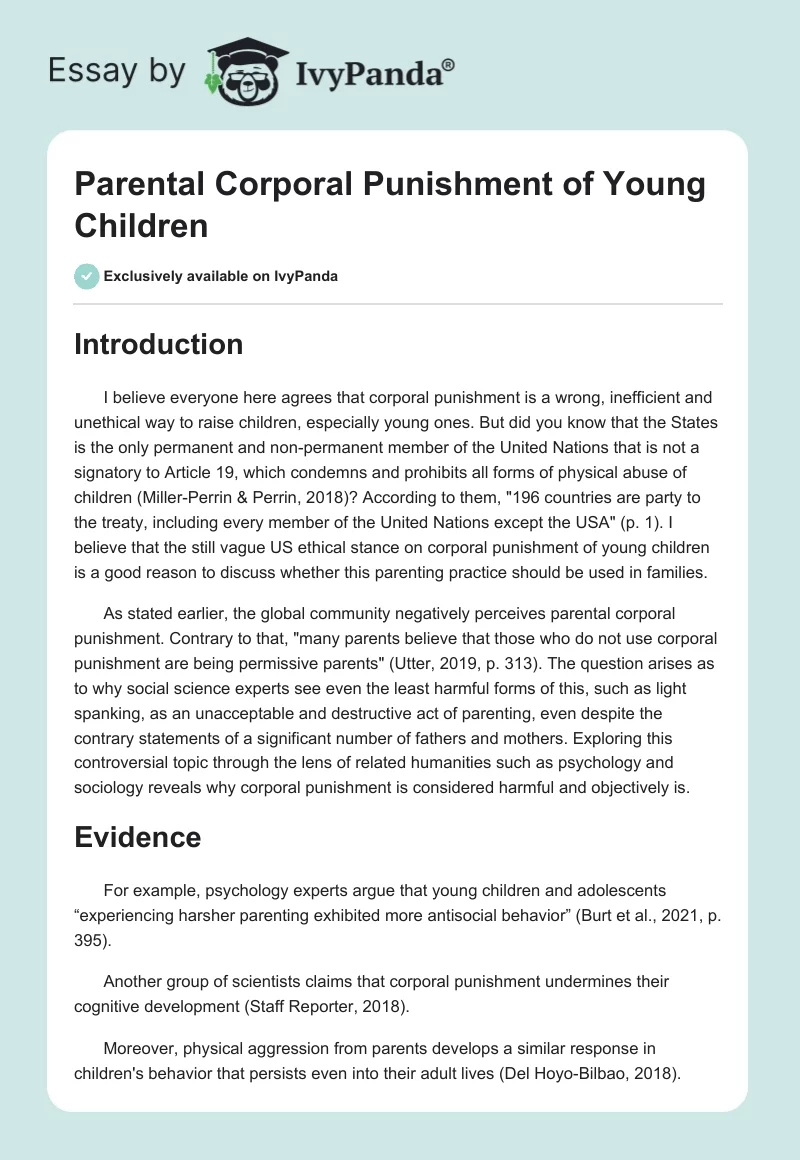 Parental Corporal Punishment of Young Children. Page 1
