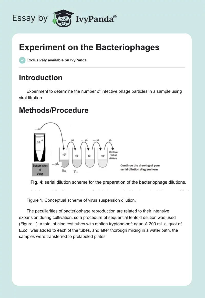 Experiment on the Bacteriophages. Page 1