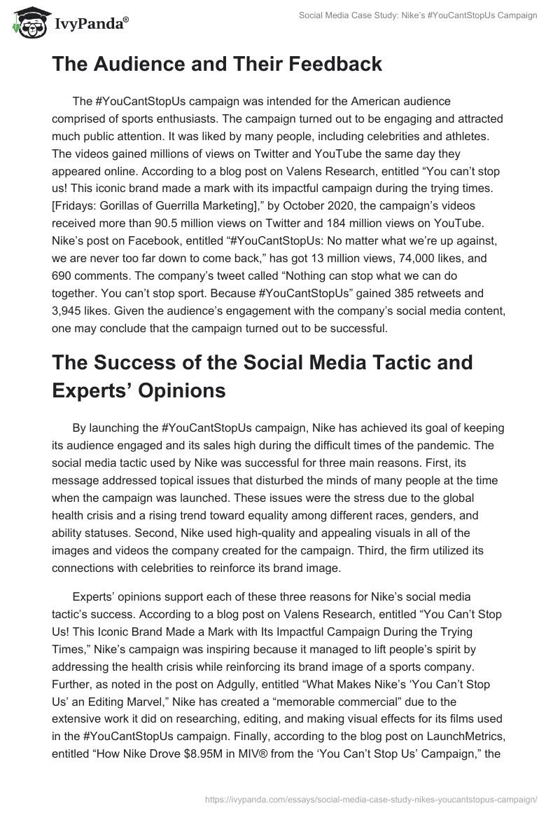 Social Media Case Study: Nike’s #YouCantStopUs Campaign. Page 2