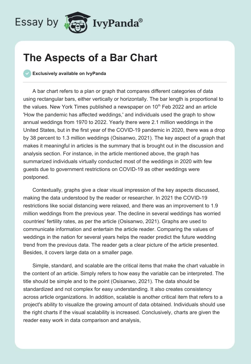 The Aspects of a Bar Chart. Page 1