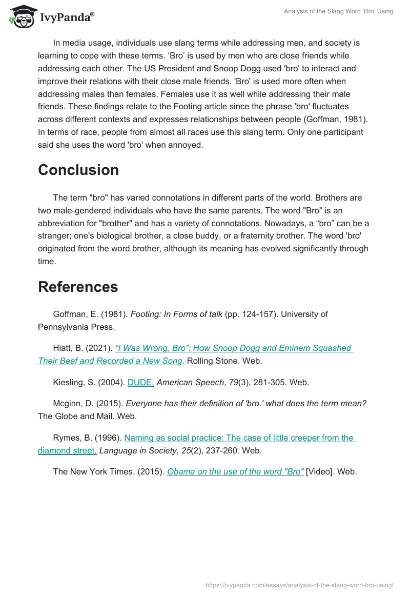 Analysis of the Slang Word ‘Bro’ Using. Page 4