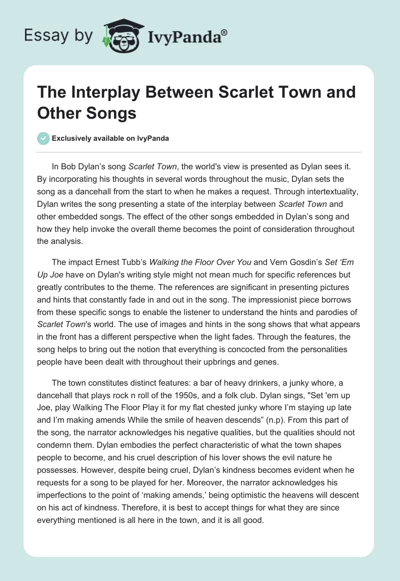 The Interplay Between "Scarlet Town" and Other Songs. Page 1