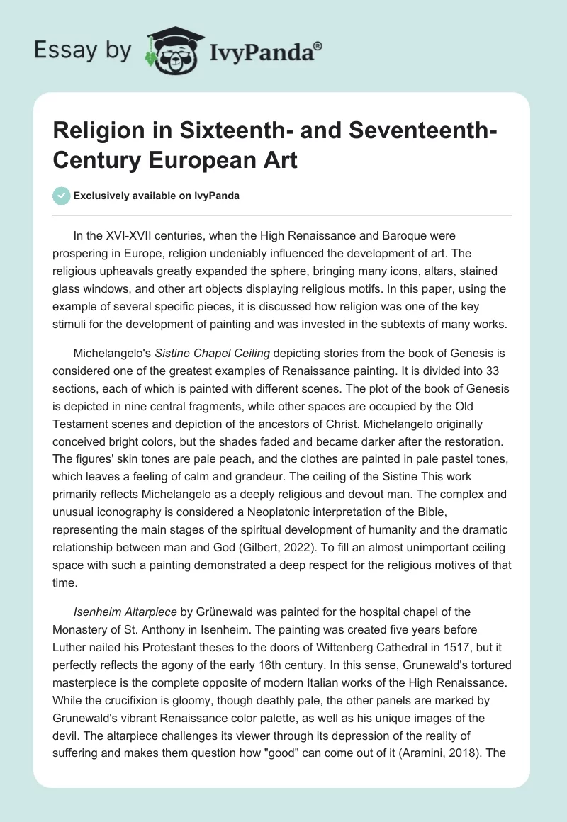 Religion in Sixteenth- and Seventeenth-Century European Art. Page 1