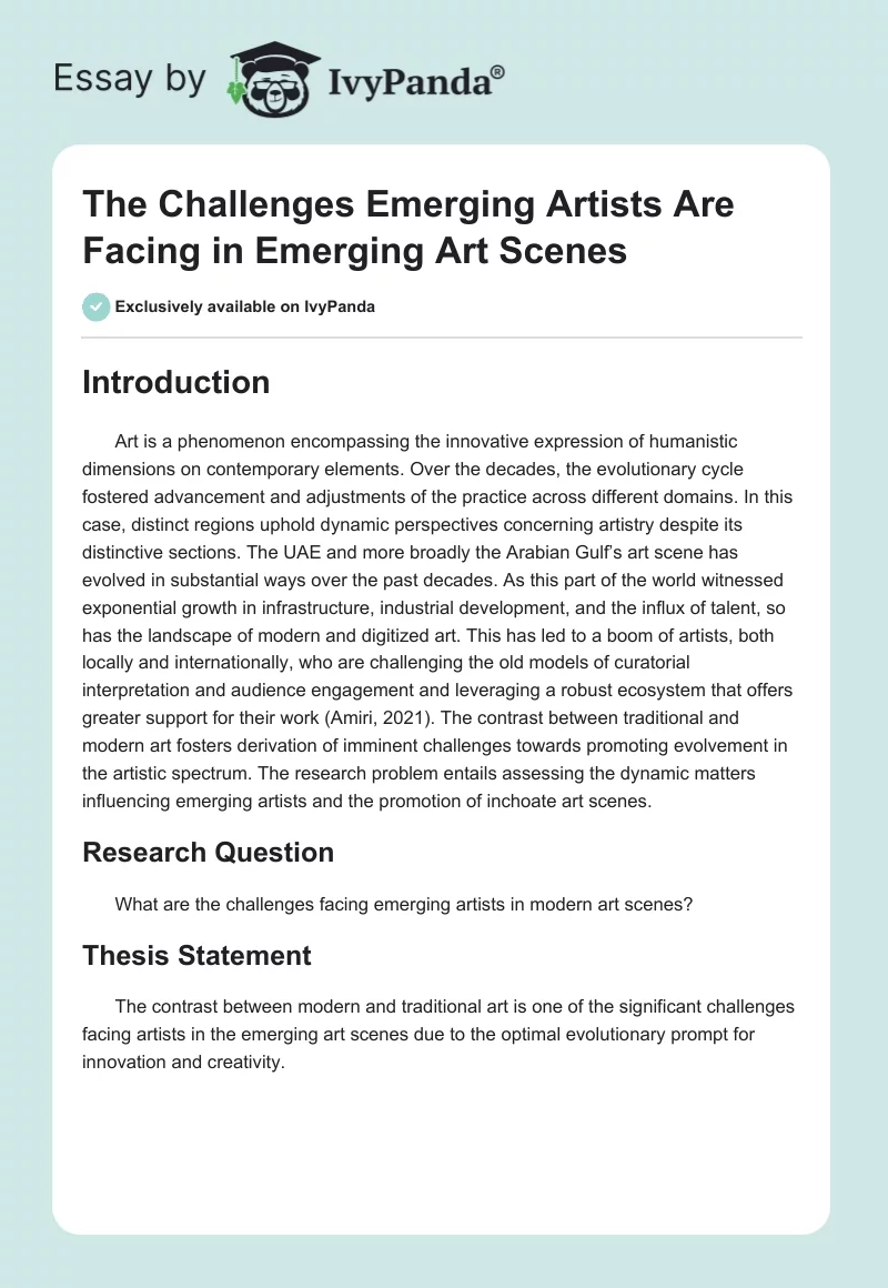 The Challenges Emerging Artists Are Facing in Emerging Art Scenes. Page 1