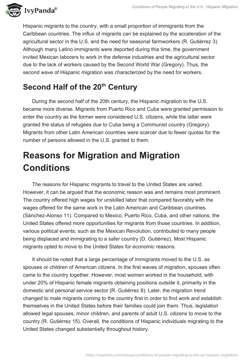 Conditions of People Migrating to the U.S.: Hispanic Migration. Page 2