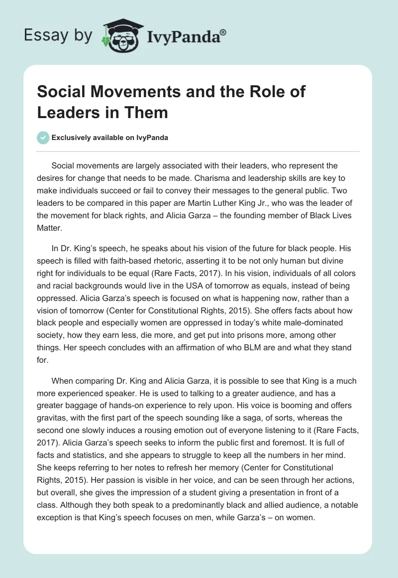 Social Movements and the Role of Leaders in Them. Page 1