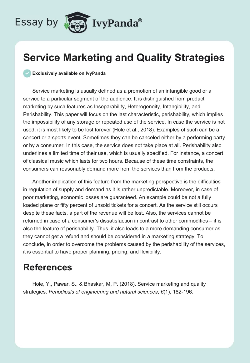 Service Marketing and Quality Strategies. Page 1