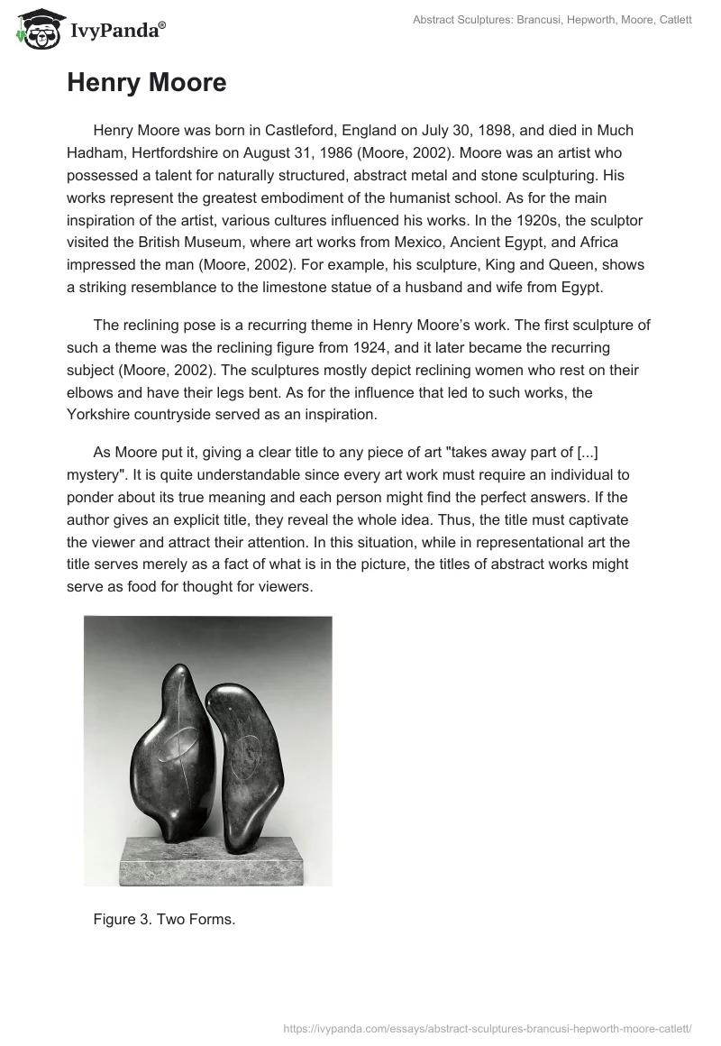 Abstract Sculptures: Brancusi, Hepworth, Moore, Catlett. Page 5