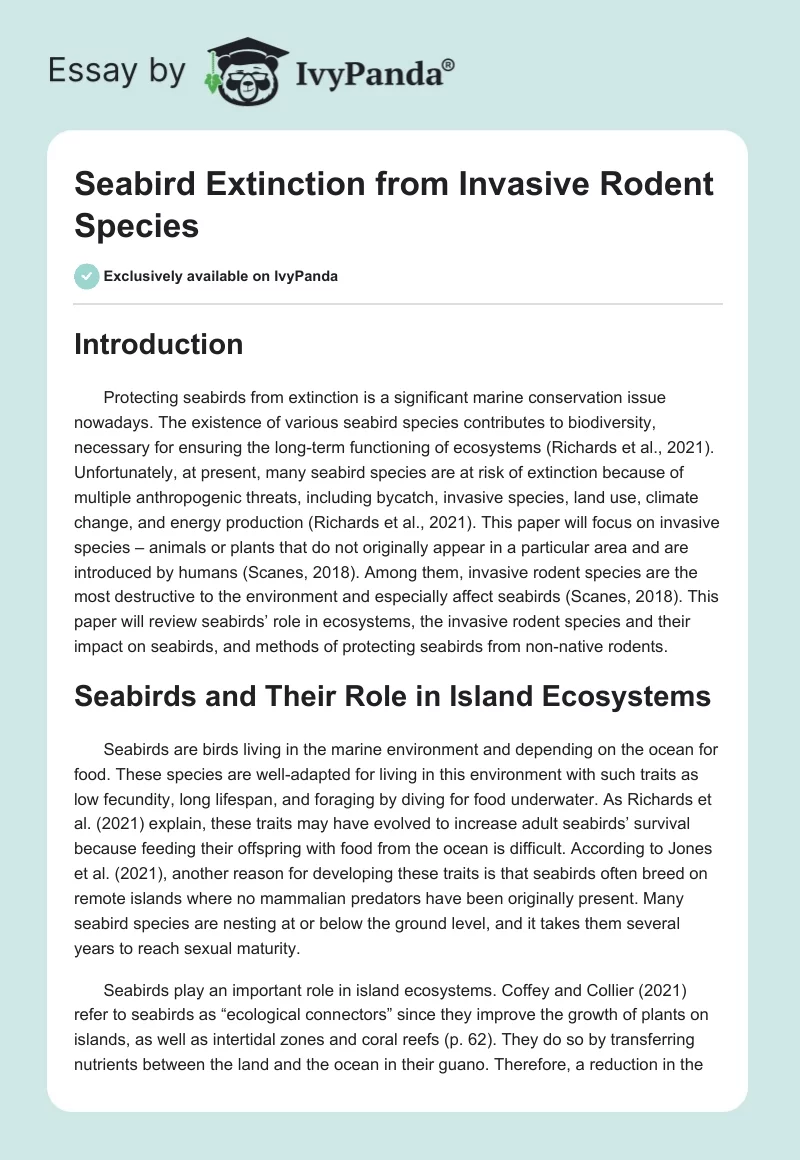 Seabird Extinction from Invasive Rodent Species. Page 1