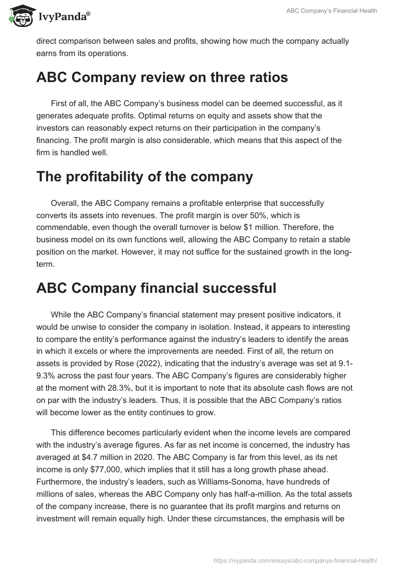 ABC Company’s Financial Health. Page 2