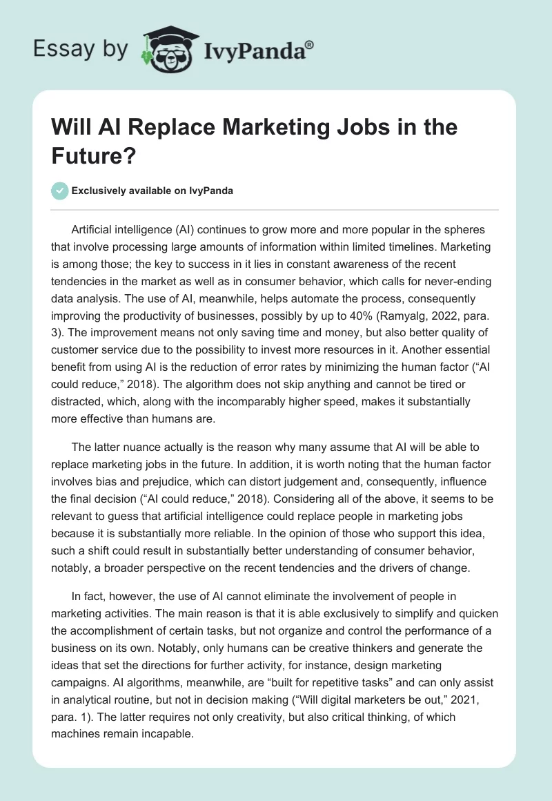 Will AI Replace Marketing Jobs in the Future?. Page 1
