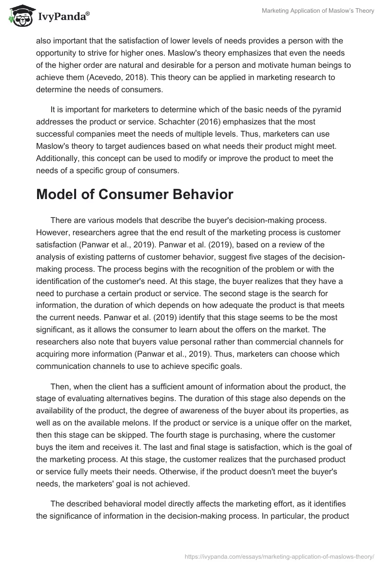 Marketing Application of Maslow’s Theory. Page 2