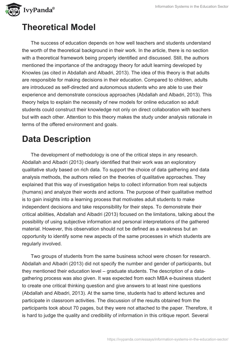 Information Systems in the Education Sector. Page 4