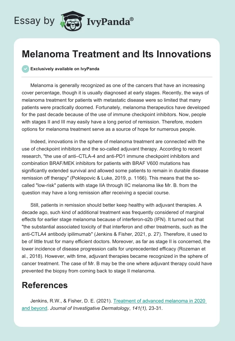 Melanoma Treatment and Its Innovations. Page 1