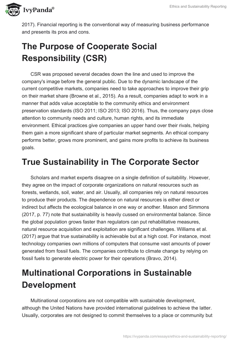 Ethics and Sustainability Reporting. Page 2