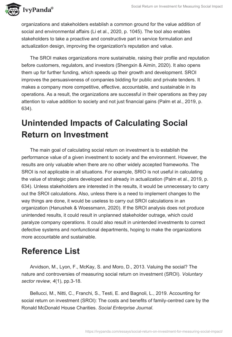 Social Return on Investment for Measuring Social Impact. Page 4