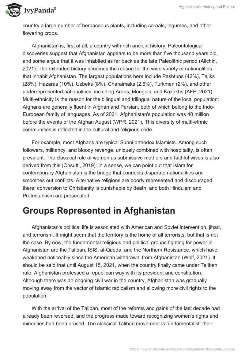Afghanistan's History and Politics. Page 2