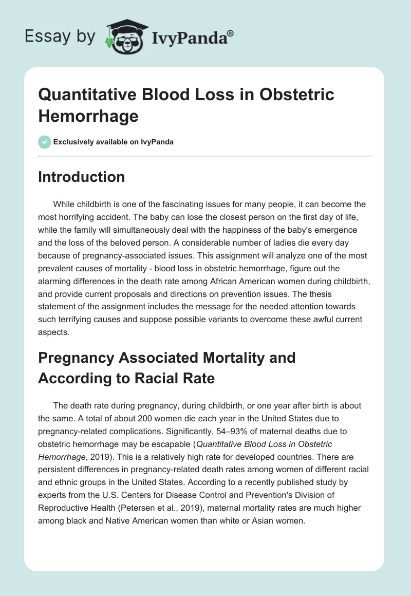Quantitative Blood Loss in Obstetric Hemorrhage. Page 1