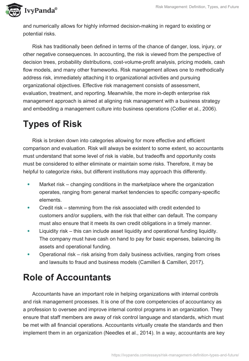 Risk Management: Definition, Types, and Future. Page 2