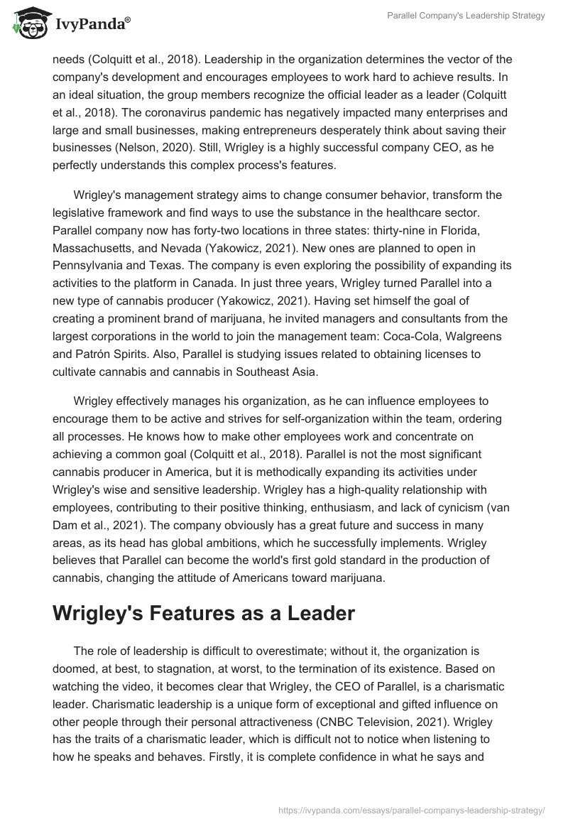 Parallel Company's Leadership Strategy. Page 2