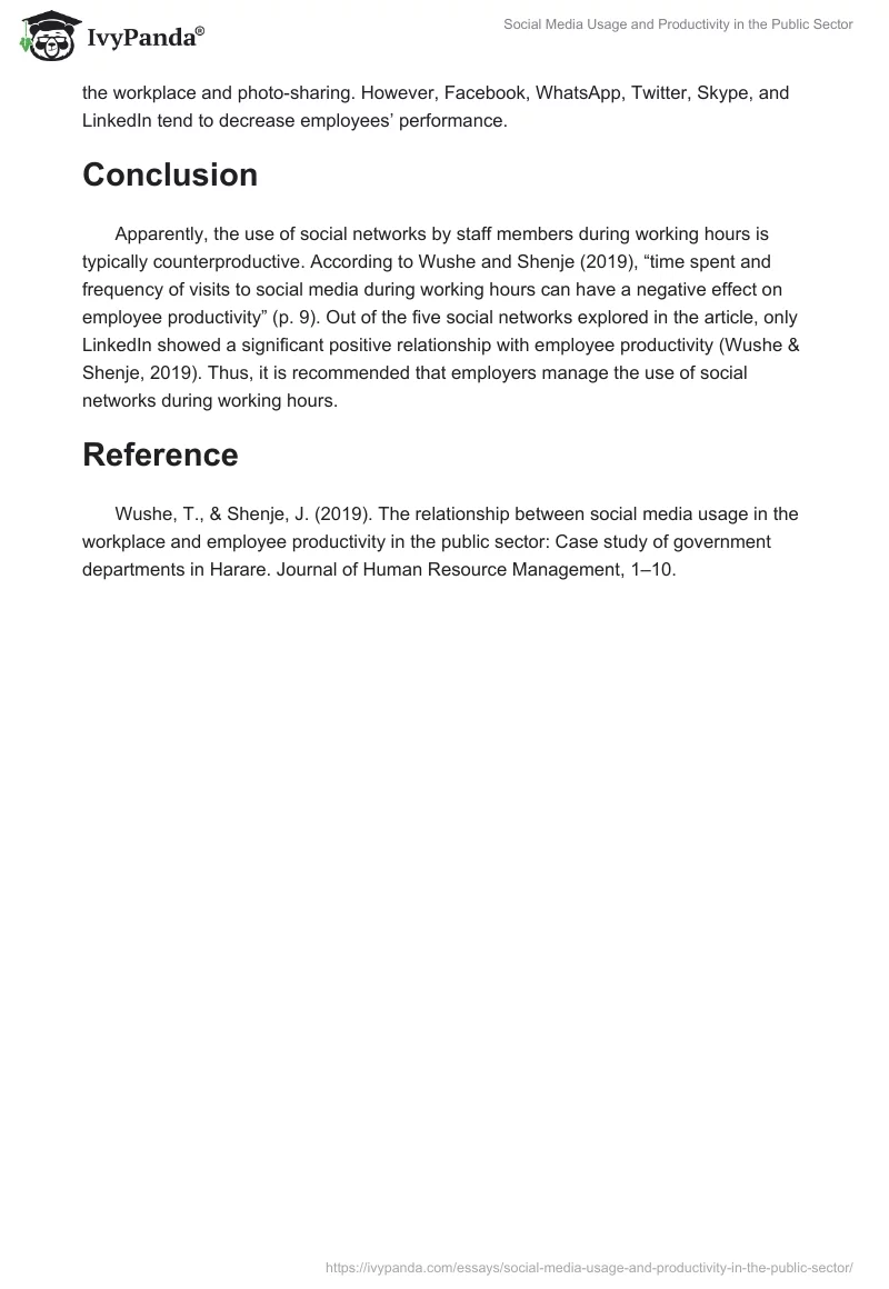 Social Media Usage and Productivity in the Public Sector. Page 2