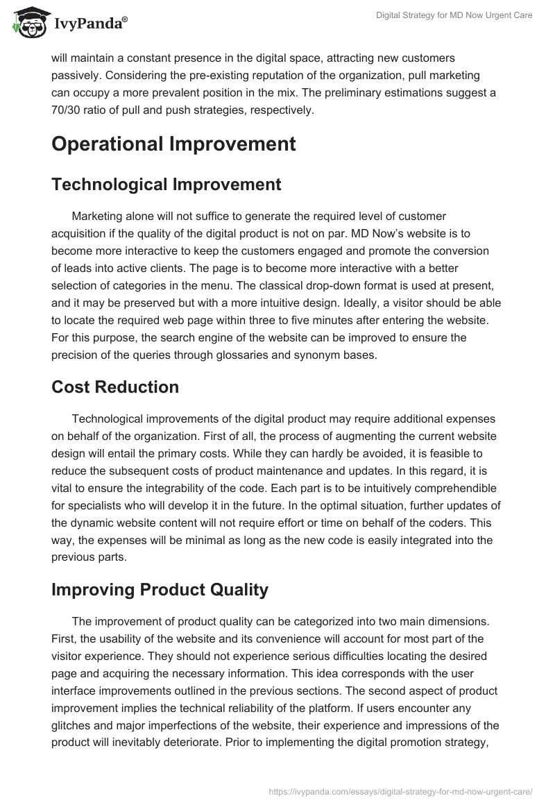 Digital Strategy for MD Now Urgent Care. Page 3