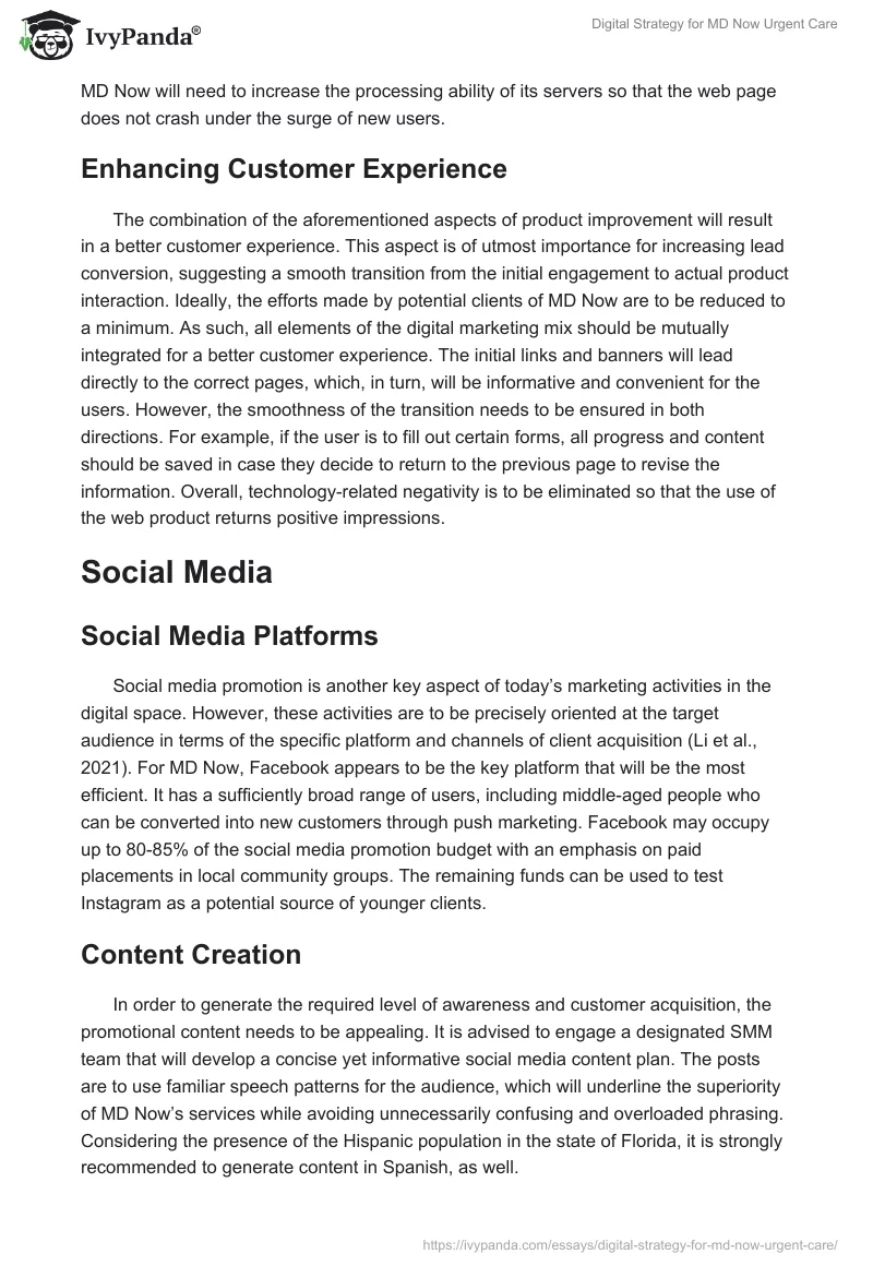 Digital Strategy for MD Now Urgent Care. Page 4