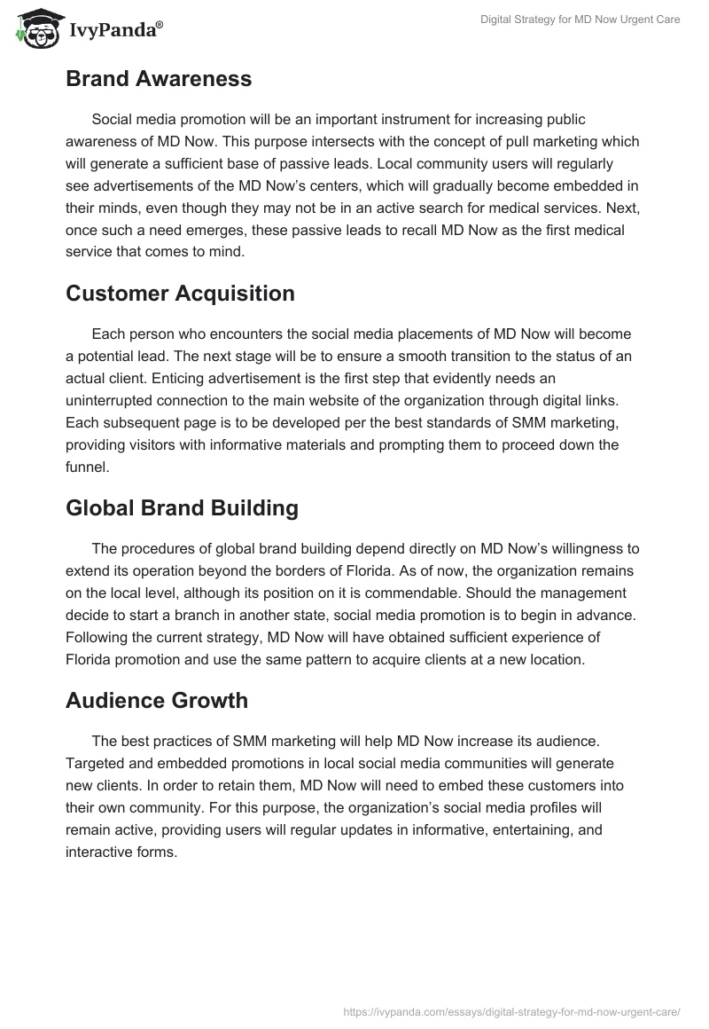 Digital Strategy for MD Now Urgent Care. Page 5