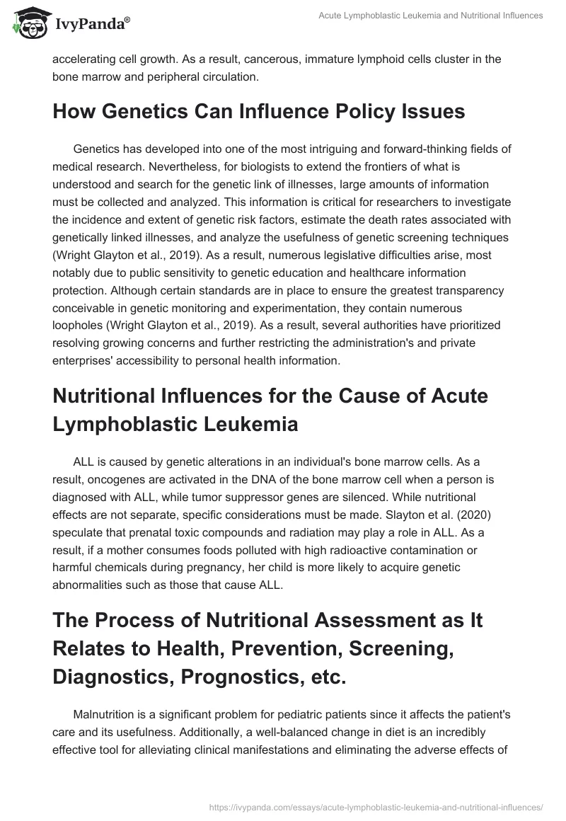 Acute Lymphoblastic Leukemia and Nutritional Influences. Page 3