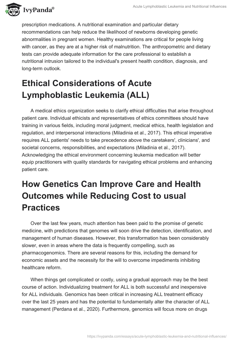 Acute Lymphoblastic Leukemia and Nutritional Influences. Page 4